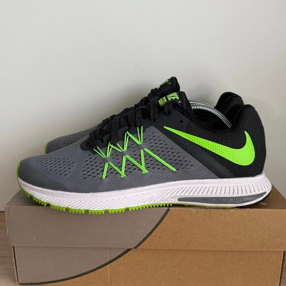 Nike Zoom Winflo 3 Sneaker Grey/Green Men Running Sneakers - SZ 11.5 - Picture 4 of 11